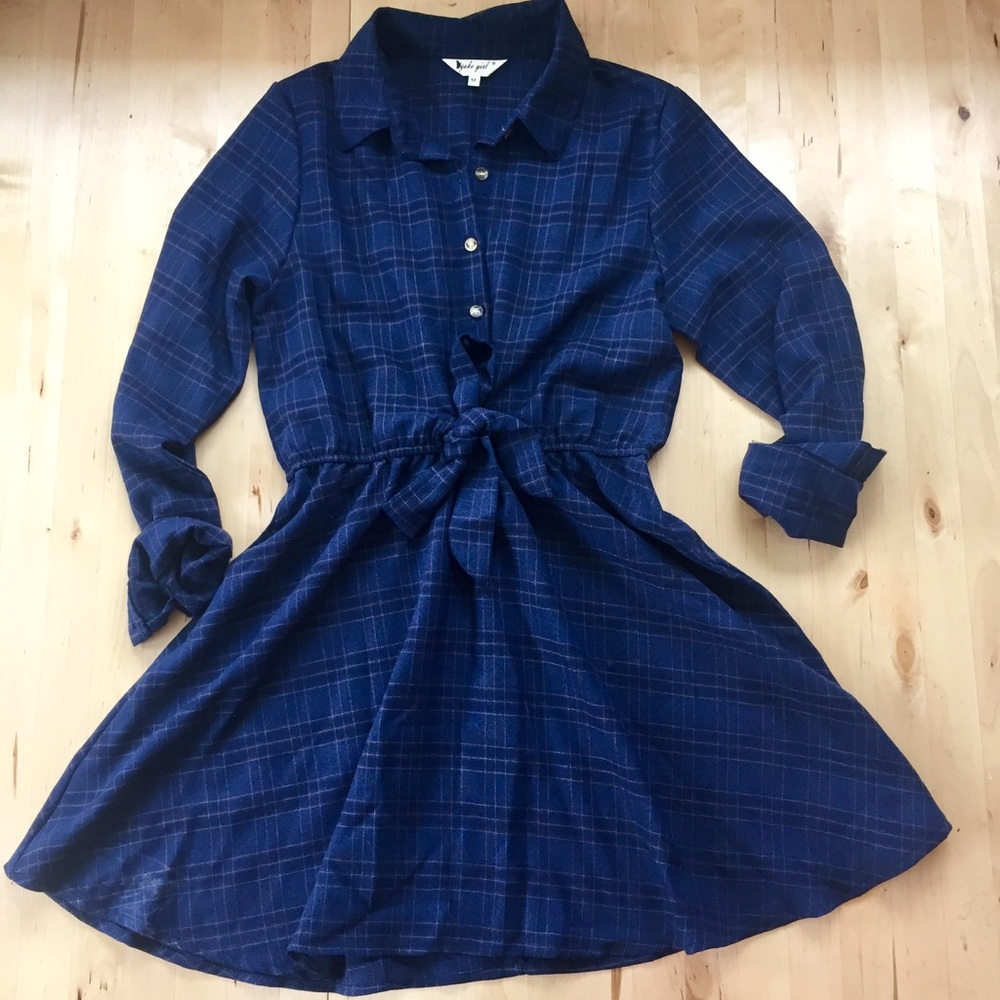 Yoko Girl Plaid Mini Shirtdress NWOT